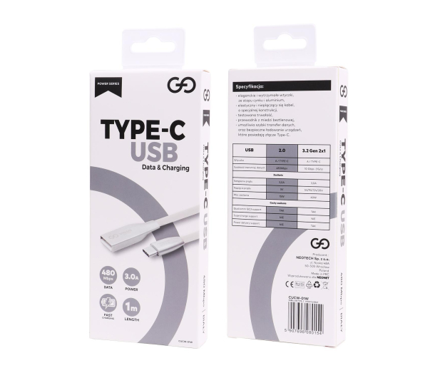VIGGO DESIGN Kabel USB - USB-C 1m Biały - 1457521 - zdjęcie 4